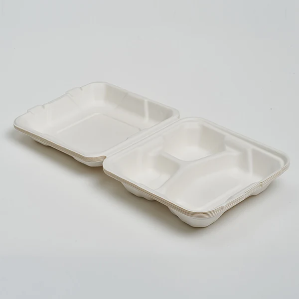 8" 3-Compartment Clamshell — Compact