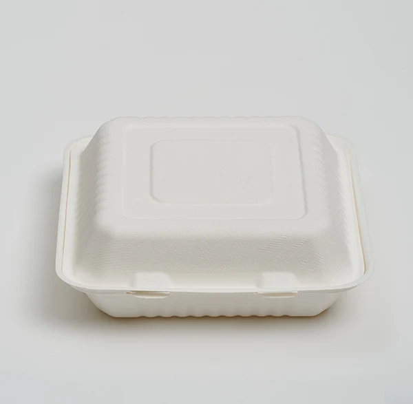 9-inch 1-compartment bagasse clamshell